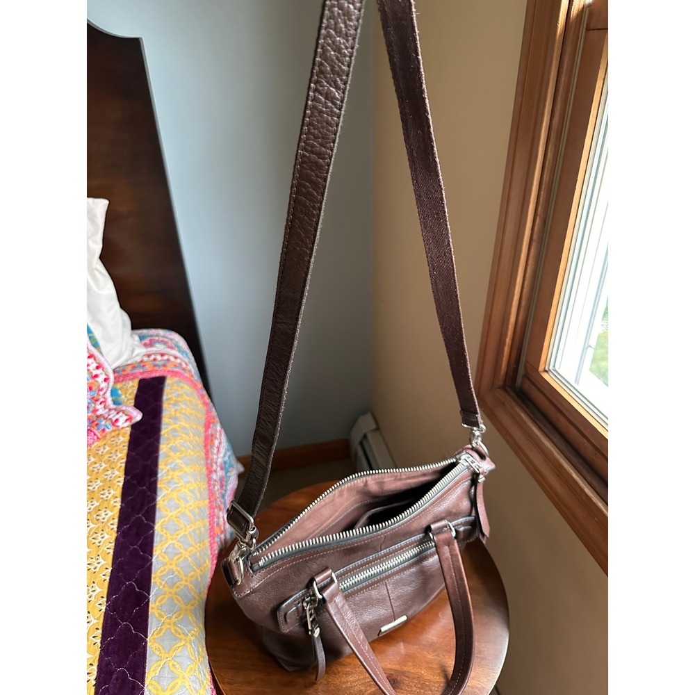 Fossil Dawson Brown Pebbled Leather Satchel Crossbody Bag - Picture 11 of 11